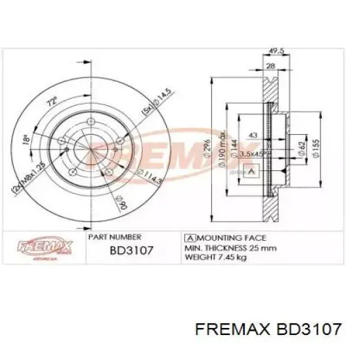 Передние тормозные диски BD3107 Fremax