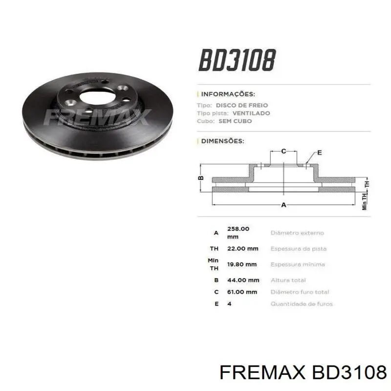 Купить BD3108 Fremax Ротор тормозной