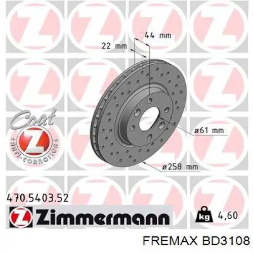 Передние тормозные диски BD3108 Fremax