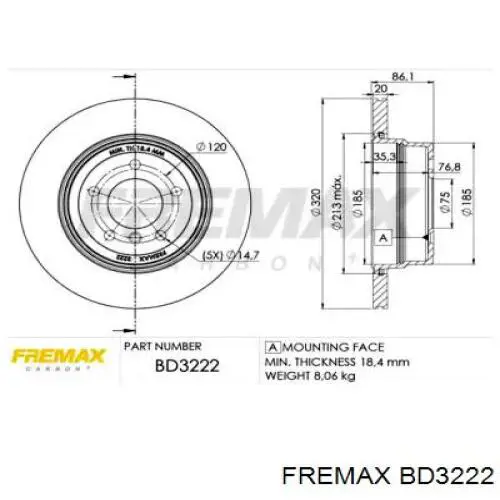 BD3222 Fremax диск тормозной задний