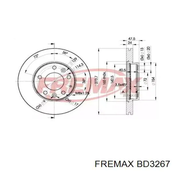 BD3267 Fremax диск тормозной передний