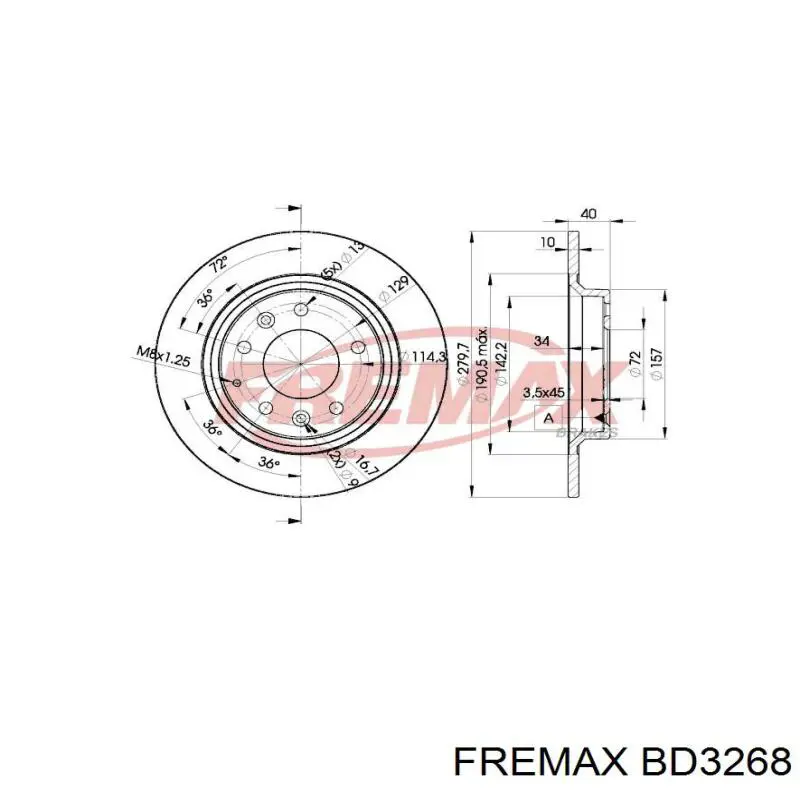 Купить BD3268 Fremax Диск тормозной задний