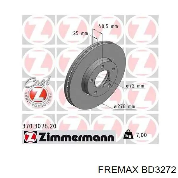 Передние тормозные диски BD3272 Fremax