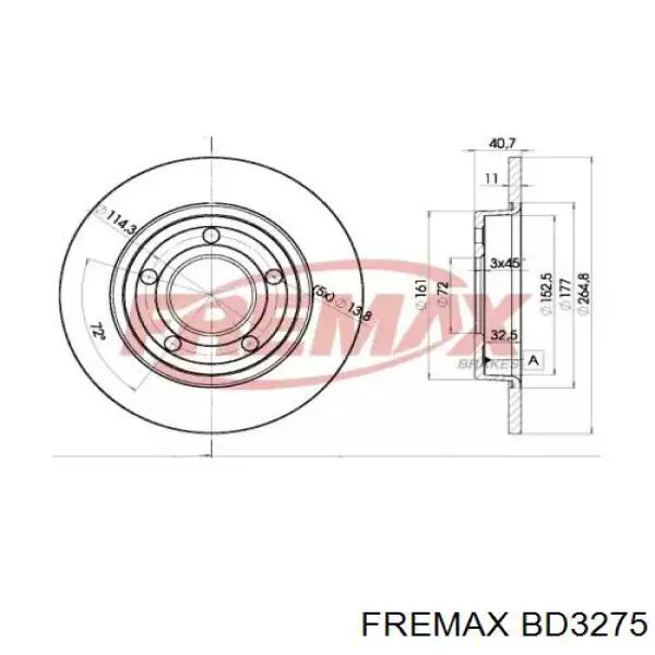 Задний тормозной диск Fremax BD3275 цена, от 31.13 USD