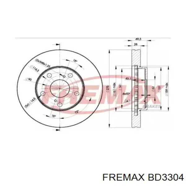 Тормоз дисковый передний Fremax BD3304 цена, от 34.35 USD