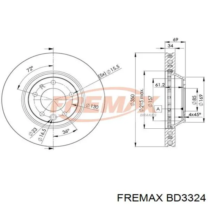 Передние тормозные диски BD3324 Fremax