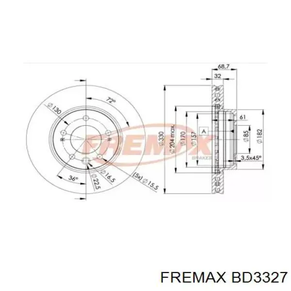 Передние тормозные диски BD3327 Fremax