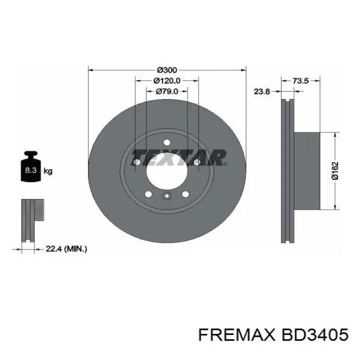 BD3405 Fremax диск тормозной передний