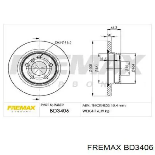 BD3406 Fremax диск тормозной задний