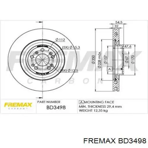 Передние тормозные диски BD3498 Fremax