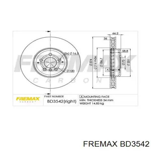 BD3542 Fremax передние тормозные диски