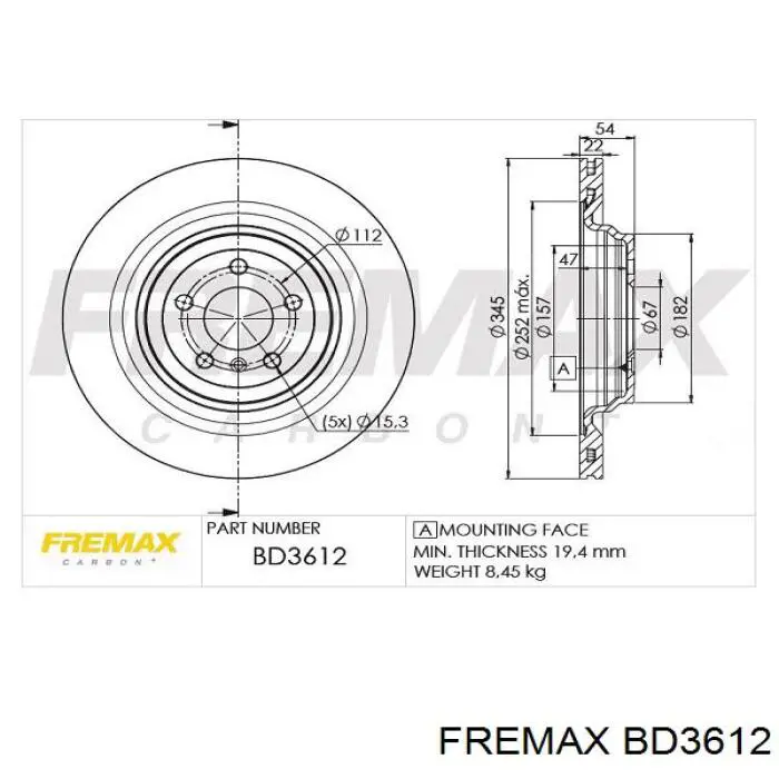 BD3612 Fremax диск тормозной задний