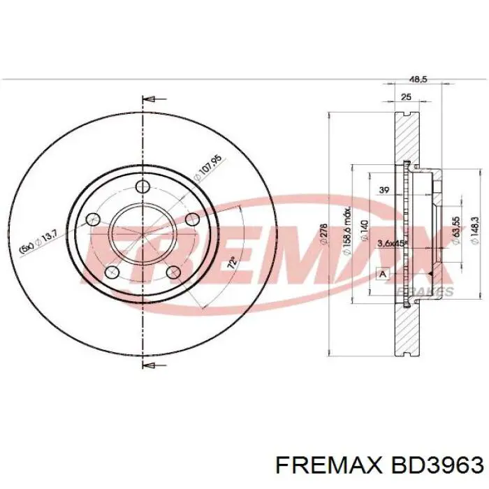 Купить BD3963 Fremax Ротор тормозной