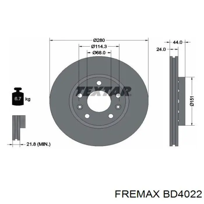 Передние тормозные диски BD4022 Fremax