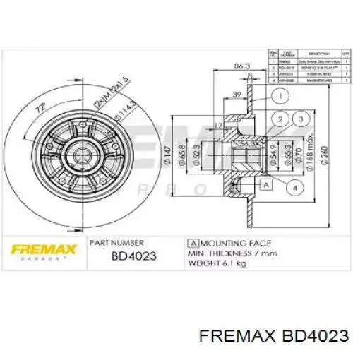 BD4023 Fremax Дисковый тормоз