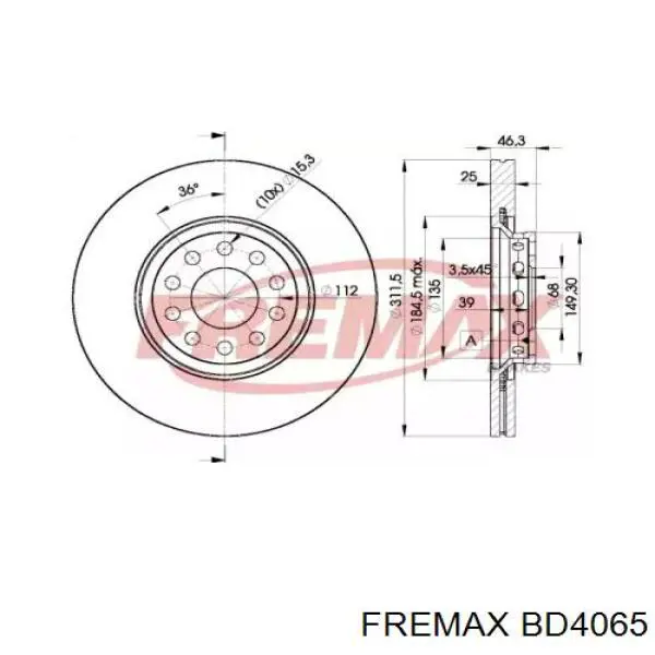 BD4065 Fremax диск тормозной передний