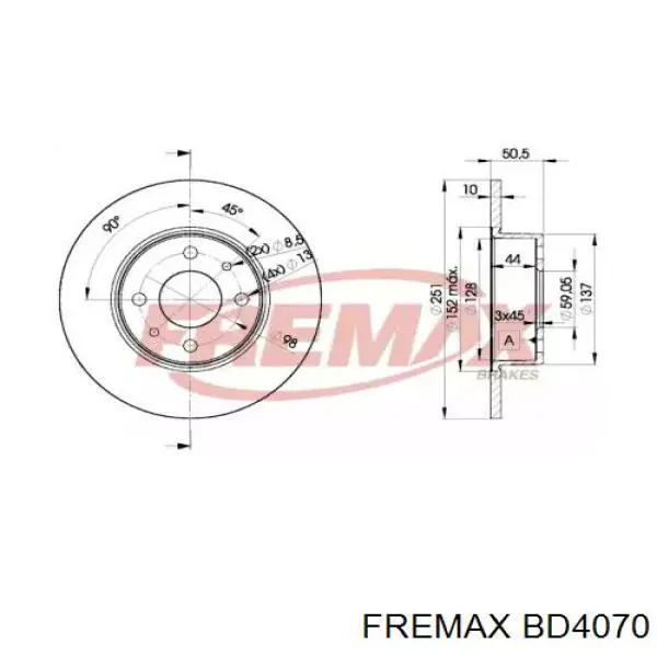 BD4070 Fremax диск тормозной задний