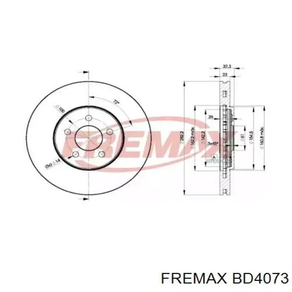 BD4073 Fremax диск тормозной передний