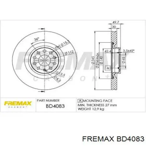 BD4083 Fremax диск тормозной передний