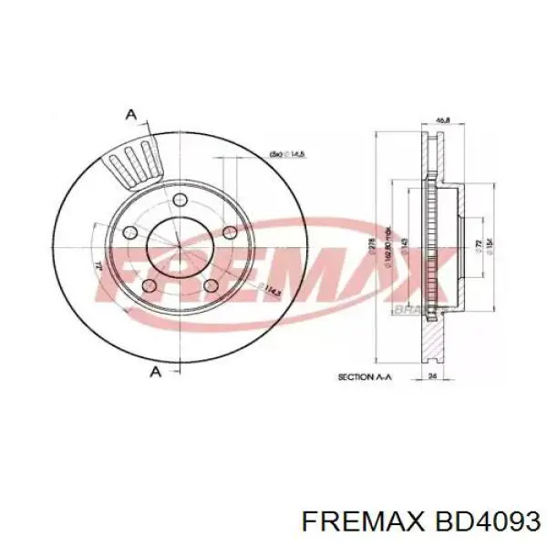 Передние тормозные диски BD4093 Fremax