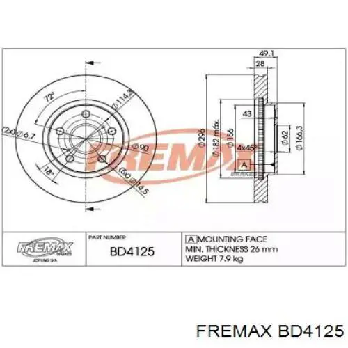 Тормоз дисковый передний Fremax BD4125 цена, от 54.85 USD