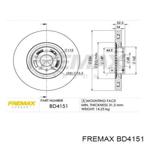 Передние тормозные диски BD4151 Fremax