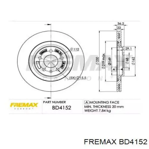 Задний тормозной диск Fremax BD4152 цена, от 58.26 USD