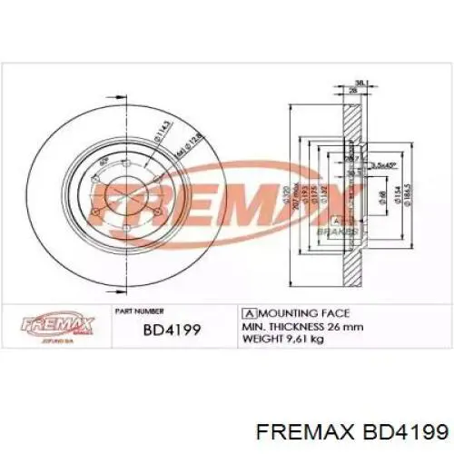 Тормоз дисковый передний Fremax BD4199 цена, от 57.28 USD