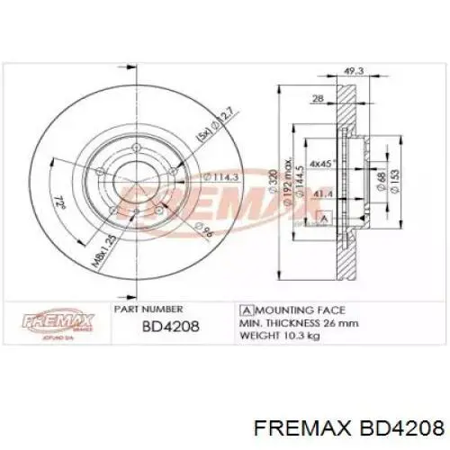 Передние тормозные диски BD4208 Fremax