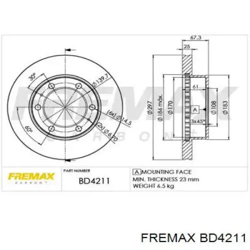 Передние тормозные диски BD4211 Fremax