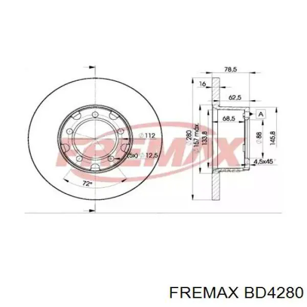 BD4280 Fremax диск тормозной передний