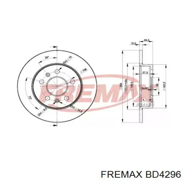 BD4296 Fremax диск тормозной задний