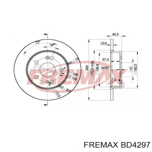 BD4297 Fremax диск тормозной задний