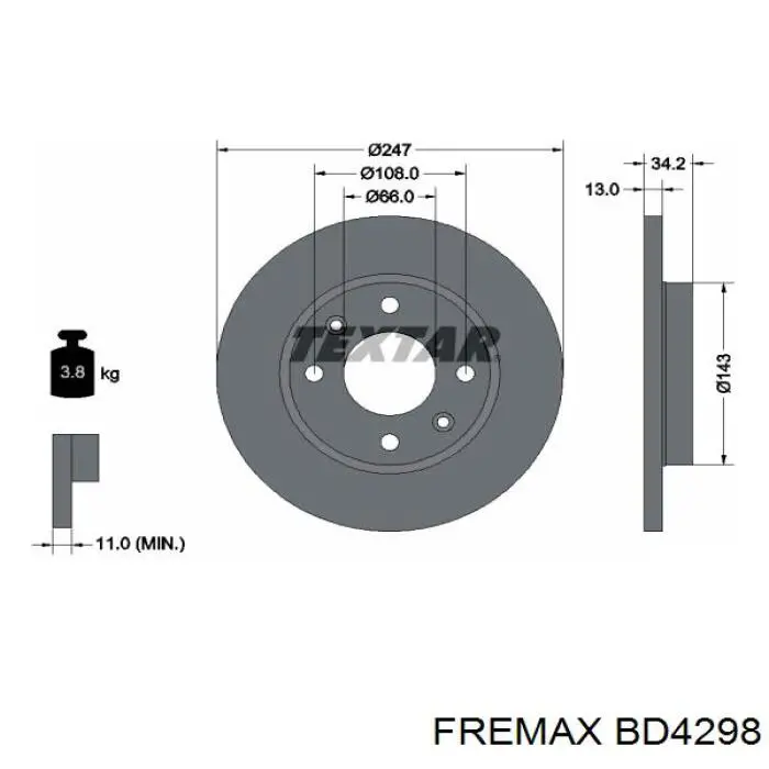 Передние тормозные диски BD4298 Fremax