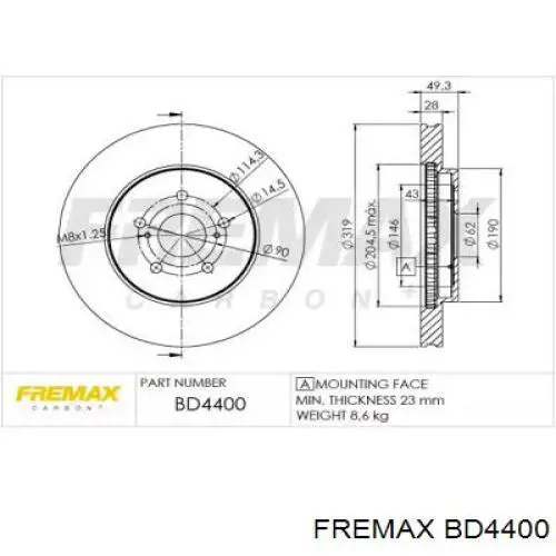 Тормоз дисковый передний Fremax BD4400 цена, от 65.61 USD