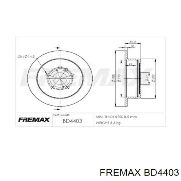 BD4403 Fremax диск тормозной задний
