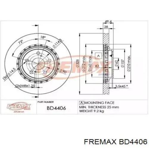 Передние тормозные диски BD4406 Fremax