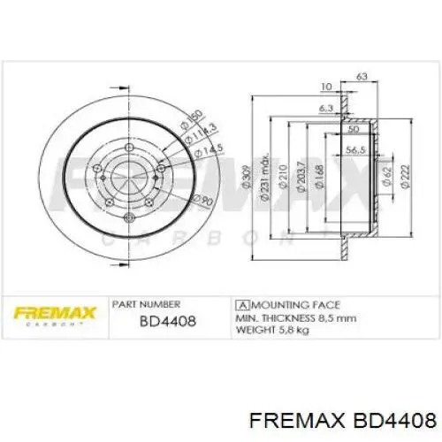 BD4408 Fremax диск тормозной задний