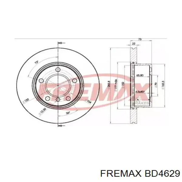 bd-4629 Fremax диск тормозной передний