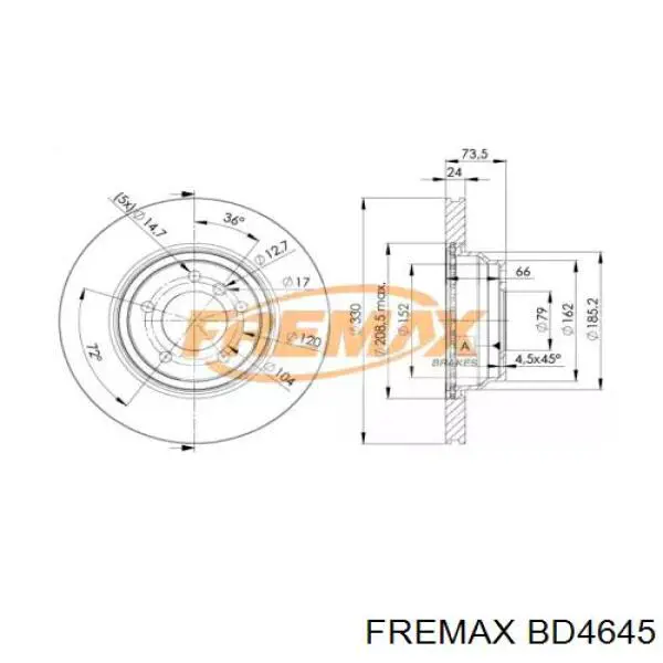 BD4645 Fremax диск тормозной передний