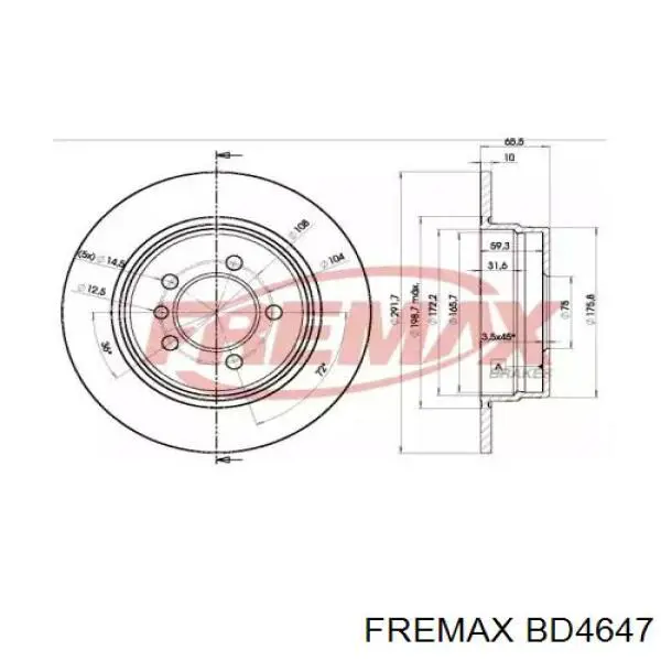 BD4647 Fremax диск тормозной задний