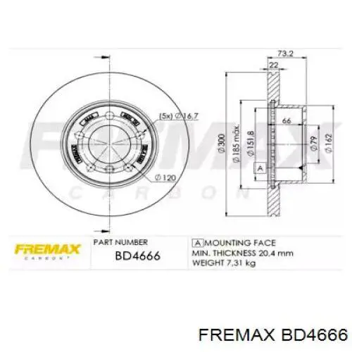 BD4666 Fremax диск тормозной передний