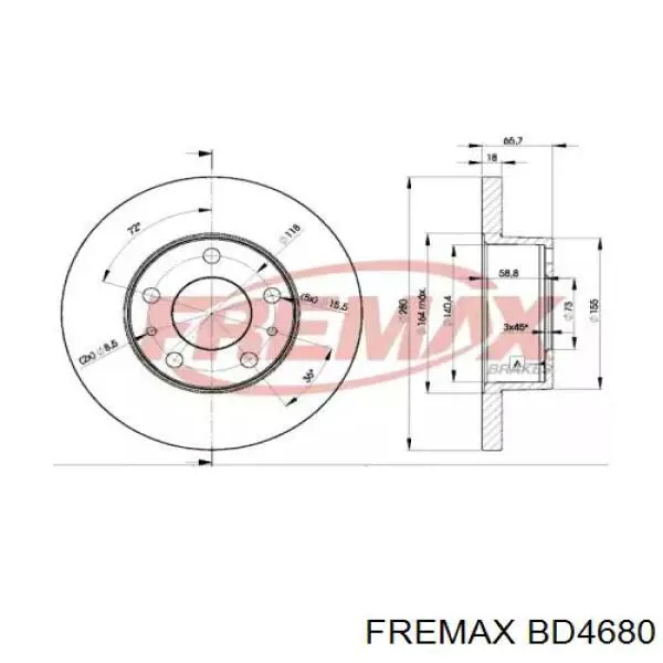 Передние тормозные диски BD4680 Fremax