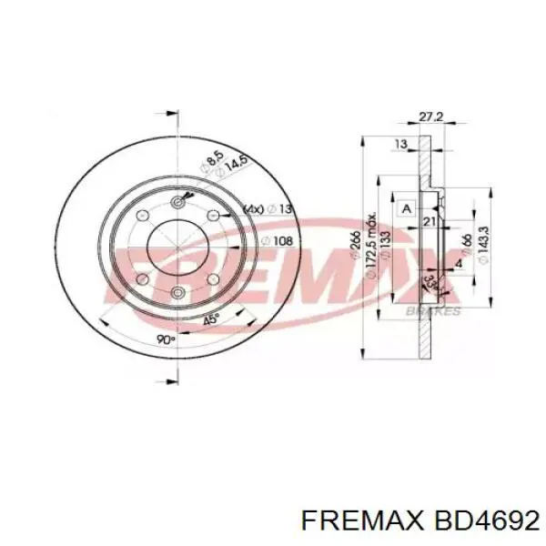 BD4692 Fremax диск тормозной передний