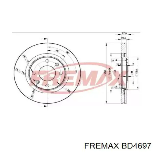 Передние тормозные диски BD4697 Fremax