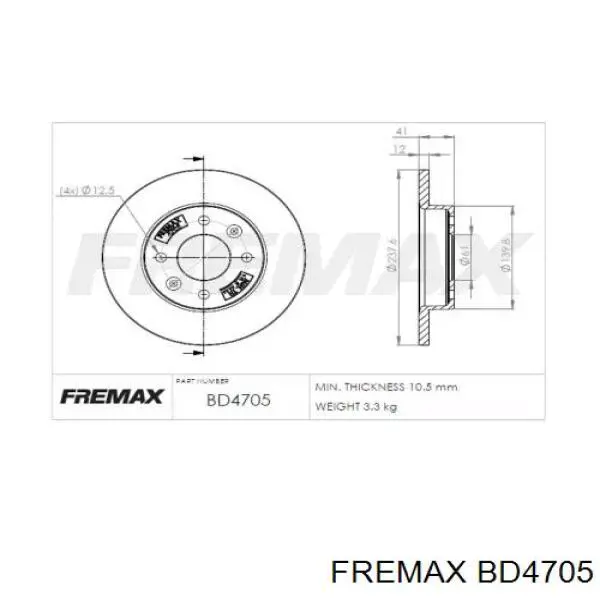 BD4705 Fremax диск тормозной передний