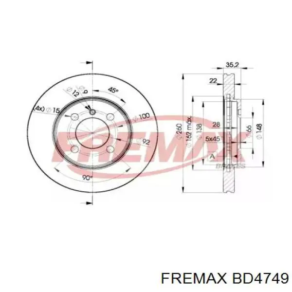 BD-4749 Fremax диск тормозной передний