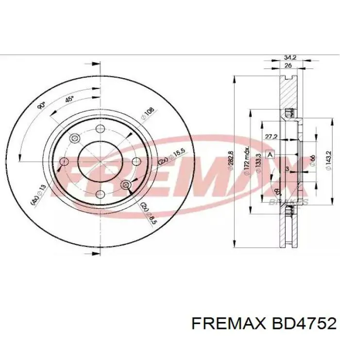 Передние тормозные диски BD4752 Fremax