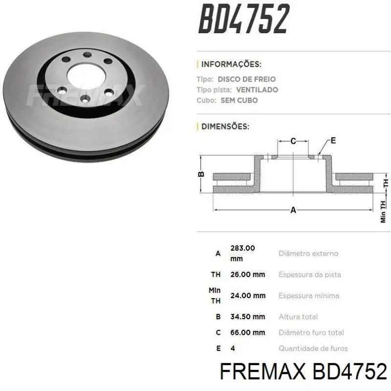 BD4752 Fremax Диск тормозной передний