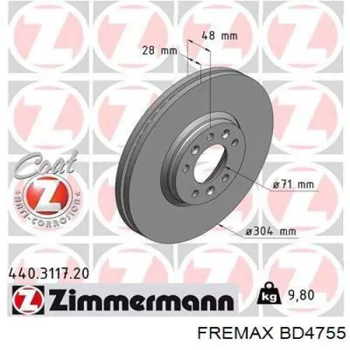 Купить BD4755 Fremax Ротор тормозной
